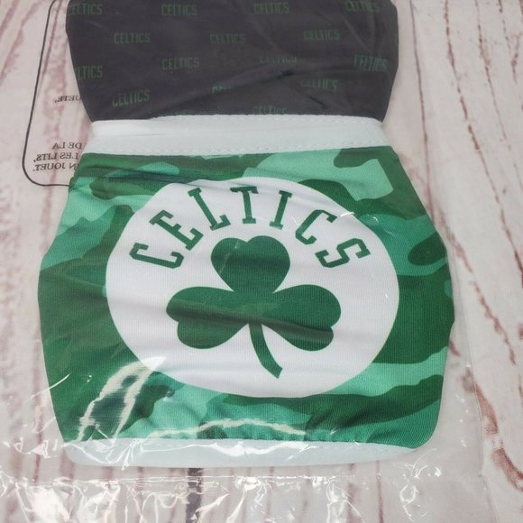 NBA Boston Celtics Polyester Face Cover Mask 2 Pack With Pocket For Filter - Picture 4 of 9